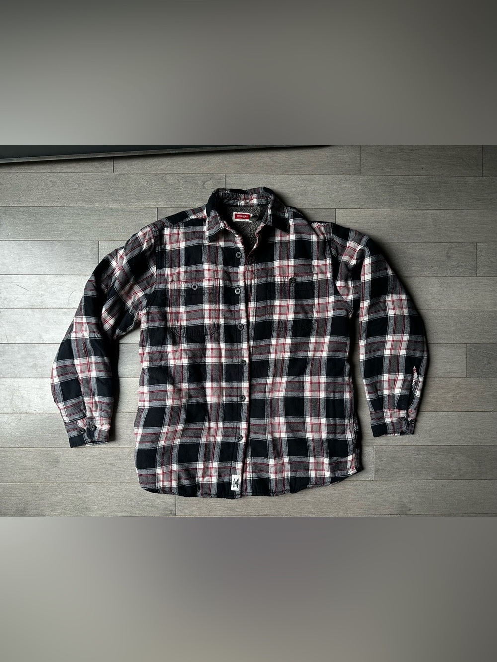 Wrangler Shirt Mens Sm Black Plaid Sherpa Lined Jacket Workwear Shacket Outdoor
